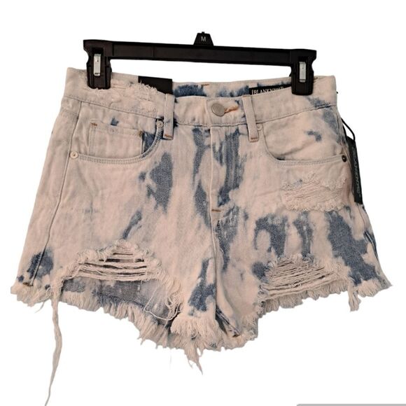 BlankNYC The Barrow Acid Wash Destroyed Vintage High Rise Short Blue/White Sz 26 - Picture 5 of 13